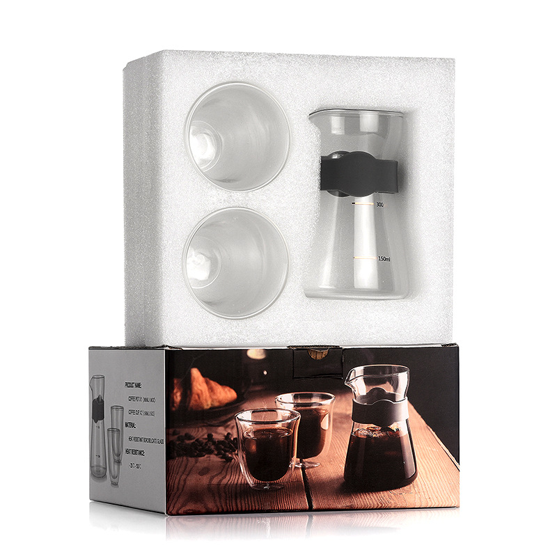 A set of household glass coffee POTS with scale, Americano cup and pot utensils, cold brew sharing pot gift box Item Picture