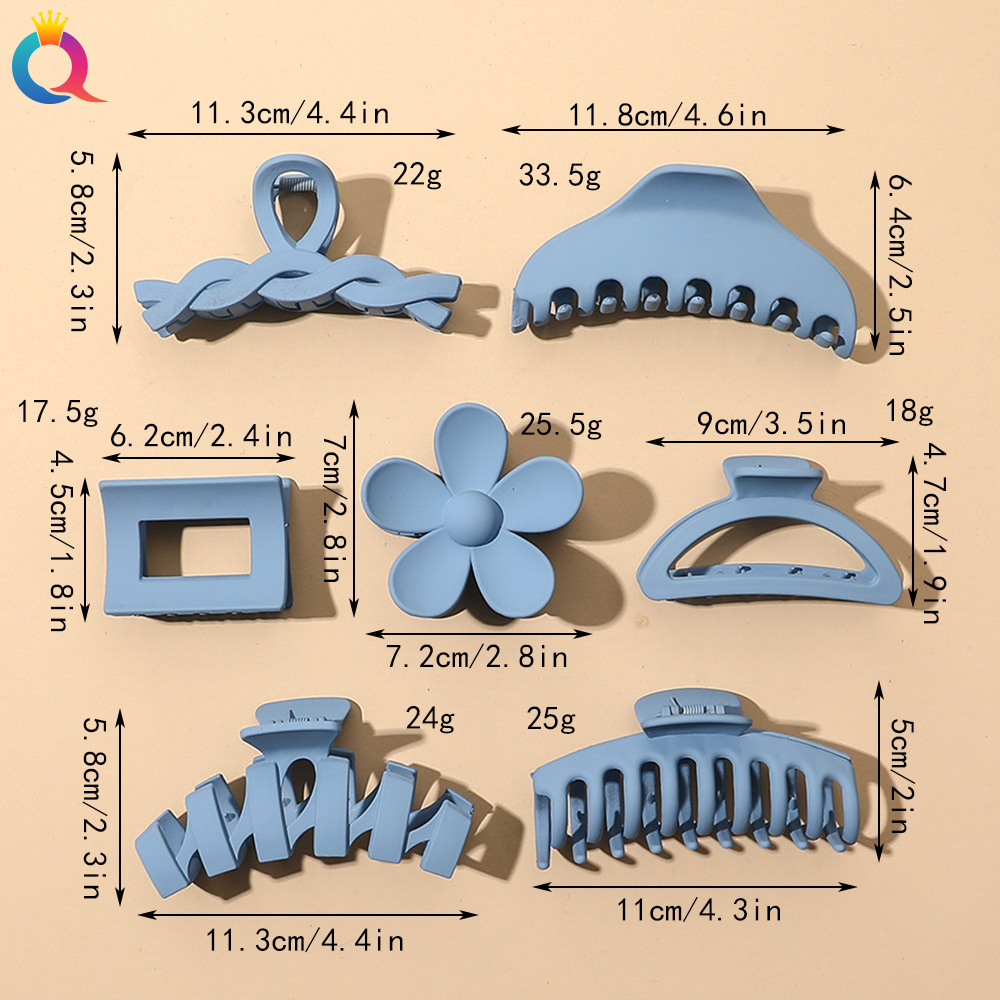 Qiyue Korean-style blue hair clip, fashionable matte hair clip, versatile blue clip hair clip, shark clip hair accessory for women Application Scenario
