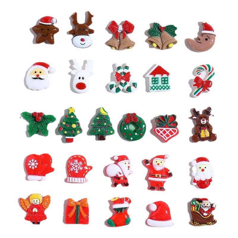 DIY Christmas accessories: Resin patch lucky bags, Santa Claus, Christmas tree, snowman, reindeer, socks, gloves and small accessories Item Picture