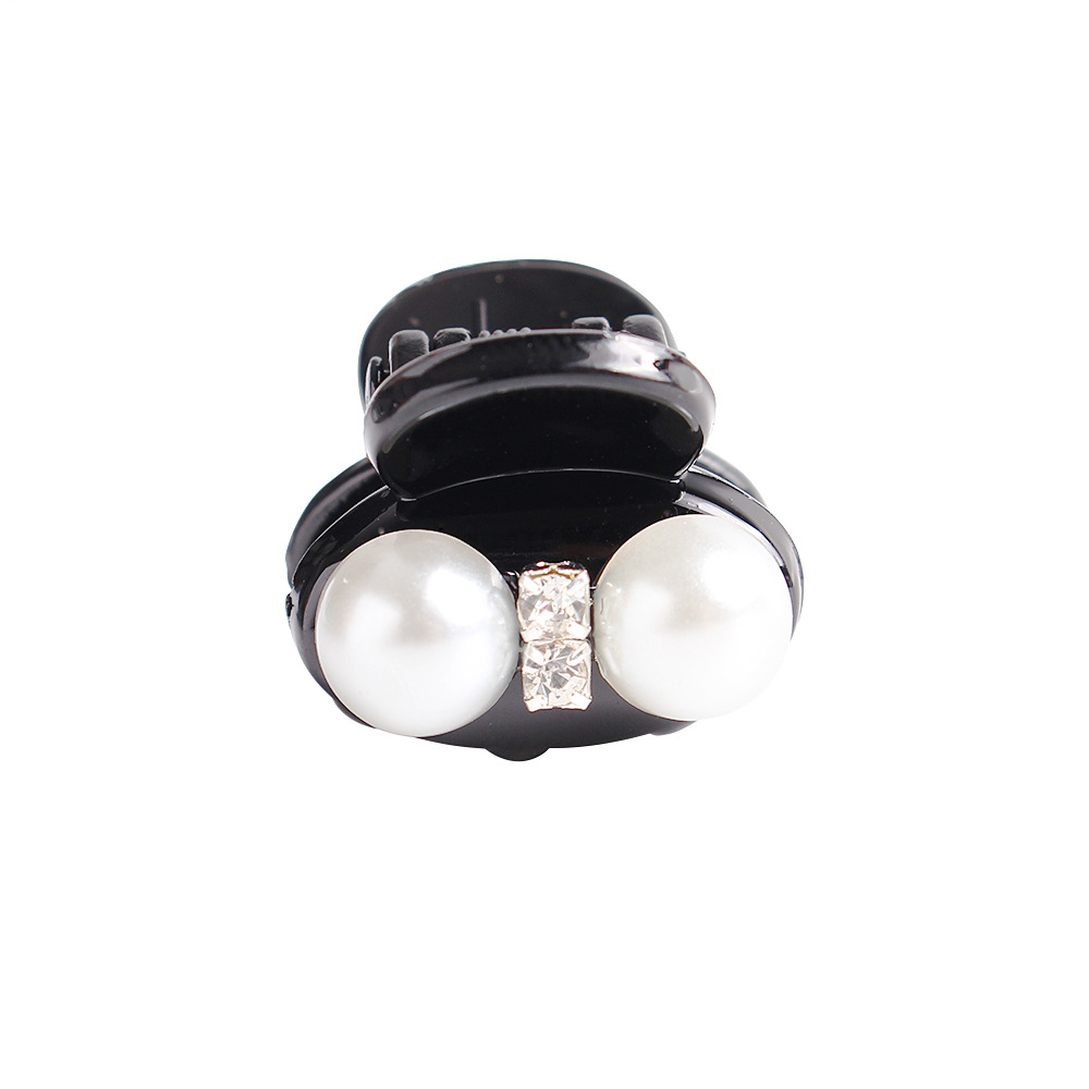 Korean style pearl grabber, Korean water diamond black elegant and grand hair grabber, bow hair clip, hair accessory wholesale Item Picture