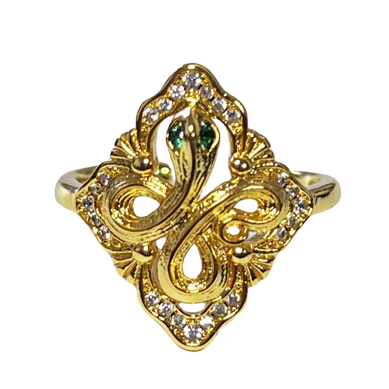 New Chinese-style texture four-leaf clover light luxury open ring, women's flower niche design, sweet and cool retro fashion ring Item Picture