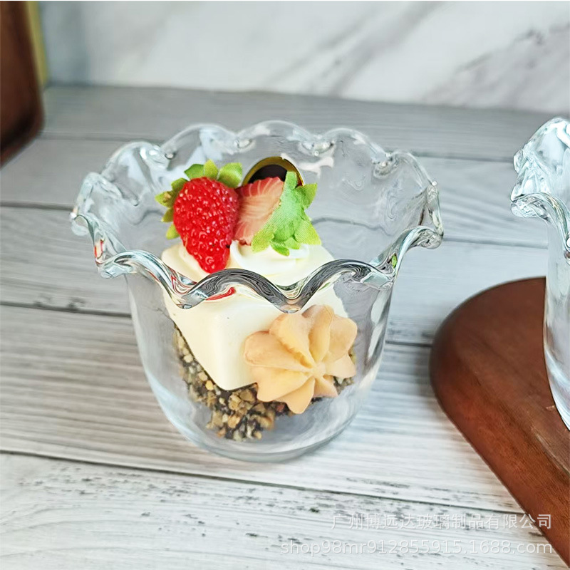 Dessert glass bowl, Ins-style home fruit salad breakfast bowl, bird's nest, wheat sugar water, transparent small snacks, yogurt bowl Specification drawing