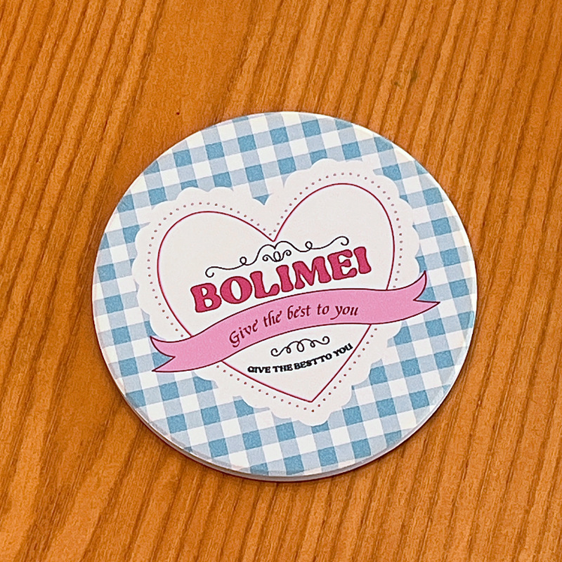 Bolimei's fresh and clean style coasters, ceramic coasters, checkered coasters with a girlish heart Application Scenario