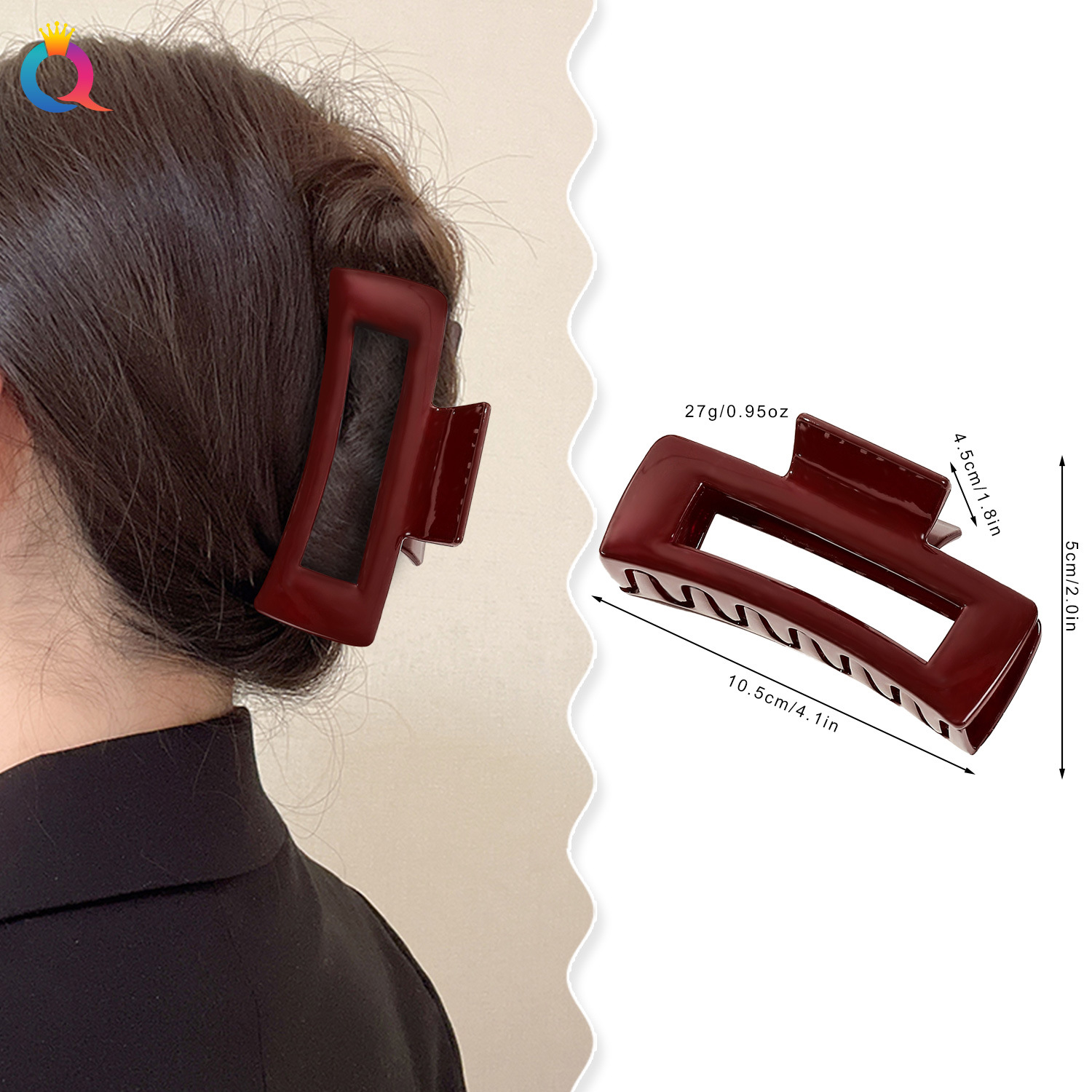 Qiyue deep red scratch-off hairpins with a high-end feel, New Year hairpins, updo hairpins, shark hairpins, ponytail hairpins, children's headwear and hair accessories wholesale details Picture