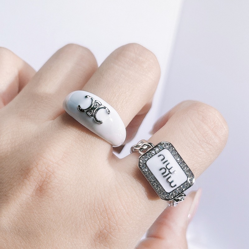 White letter-patterned punk open ring, a unique and versatile fashion food ring for girls and hot girls, autumn and winter accessories details Picture