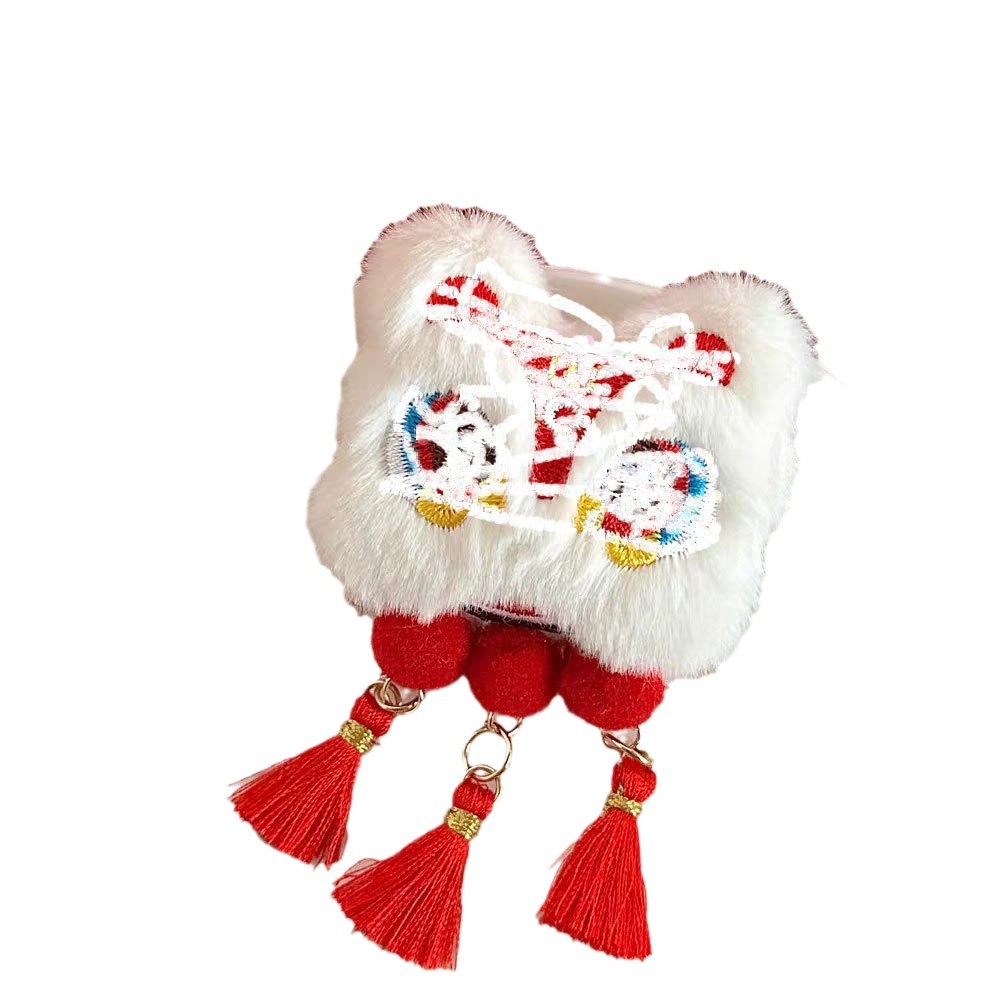 New Year lion dance tassel hair clips, children's broken hair clips, ducktail clips, girls' New Year headwear, side bangs hair clips Item Picture