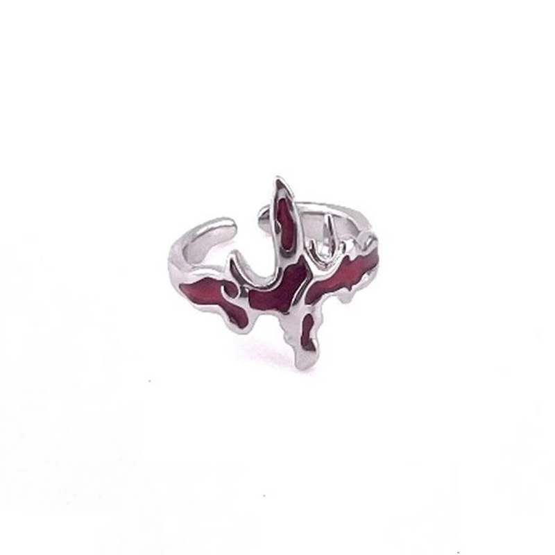 Butterfly lava texture red drip glaze open ring female cross personality cool hip-hop cold style food ring Application Scenario