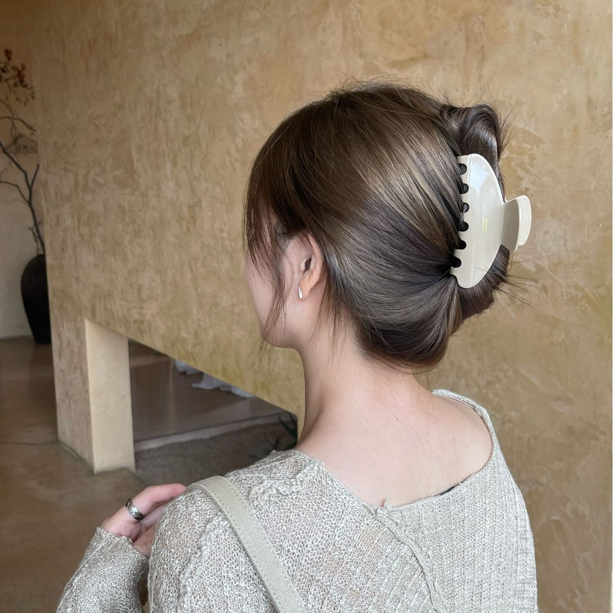 Korean gold label acetate clip women's summer large hairpin ins Korean style high-end semi-round acetate hairpin hair accessory Specification drawing