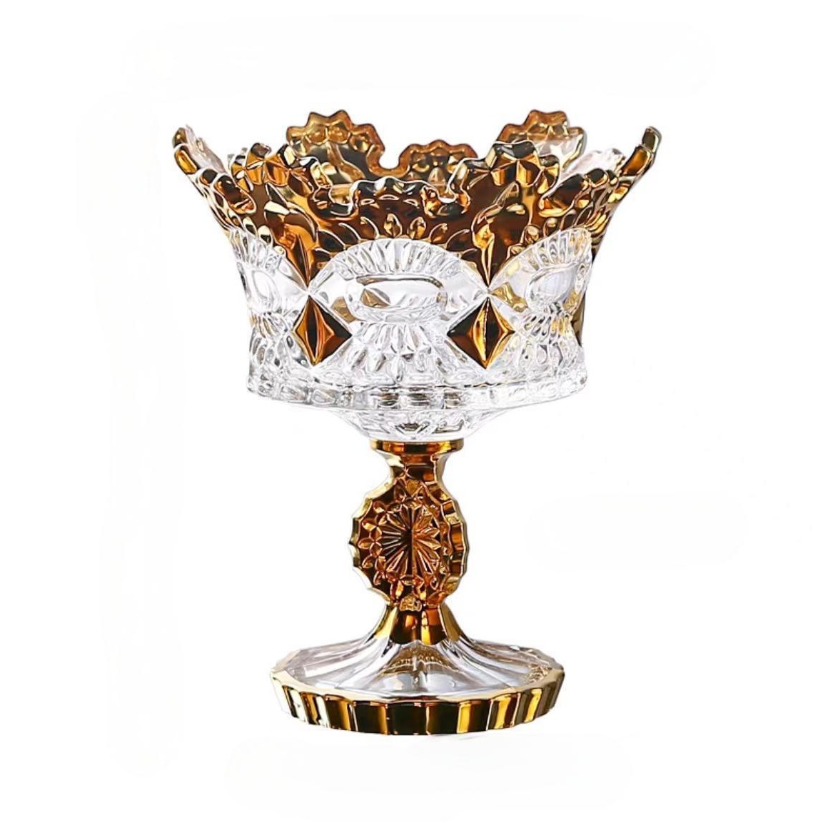 Enamel-colored crown fruit bowl, court-style European-style high-legged fruit plate, exquisite living room decoration and storage items Item Picture