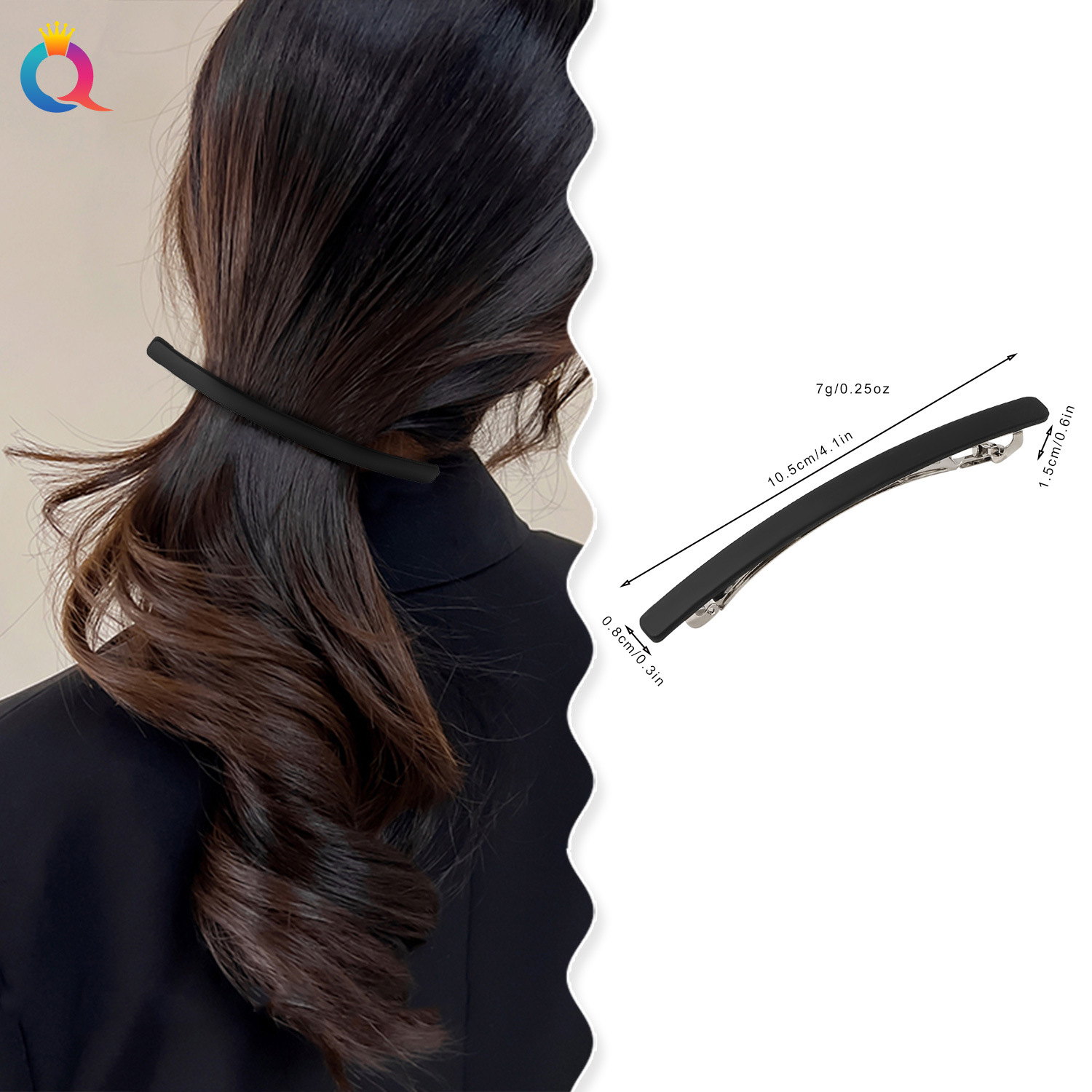 Qiyue Cross-border frosted Plate hair clip, women's high-end and versatile one-piece clip, spring clip at the back of the head, hair accessory wholesale details Picture