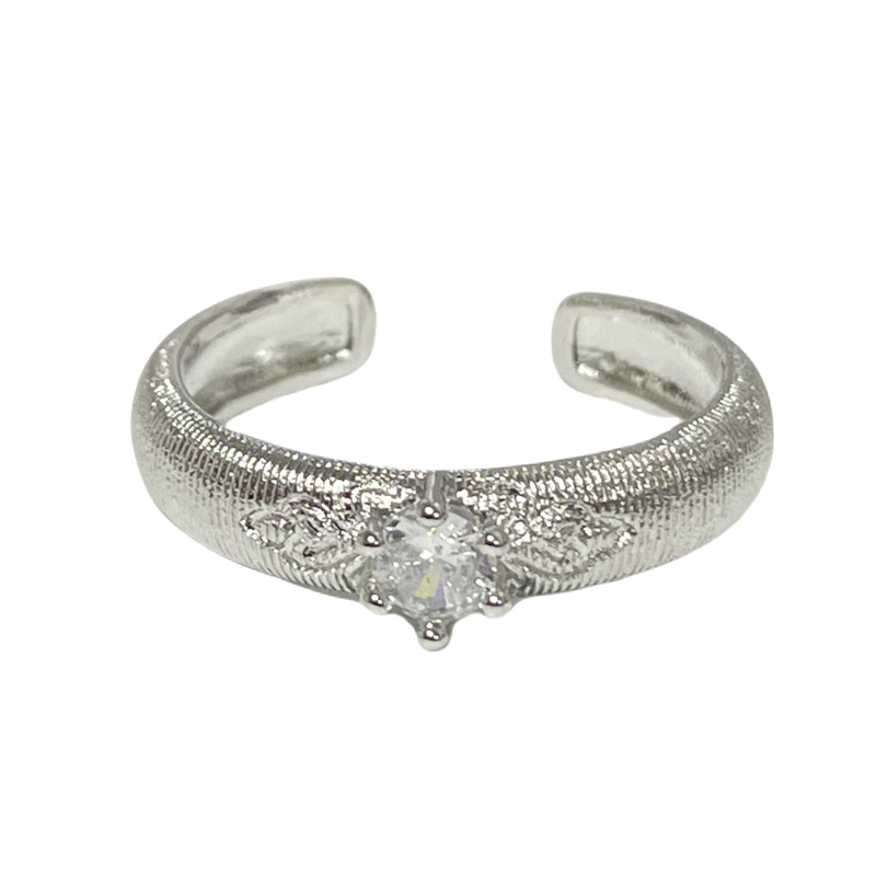A new vintage Italian-style brushed zircon ring for women, with a high-end and elegant texture, is versatile and exquisite Item Picture