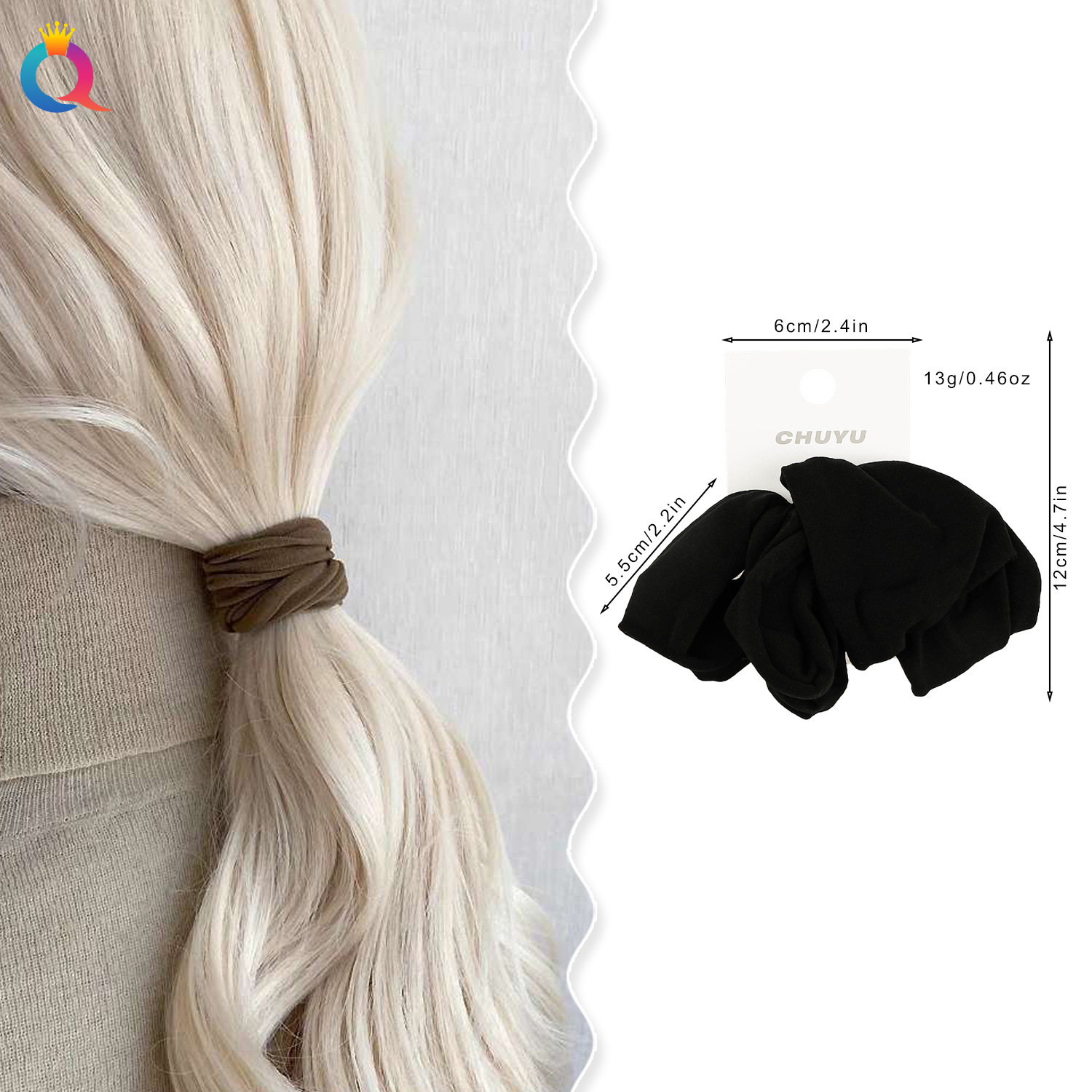 Qiyue Cross-border Wide Towel Ring Set, high elasticity, no hair damage, Hair tie, hair band, women's hair accessories wholesale details Picture