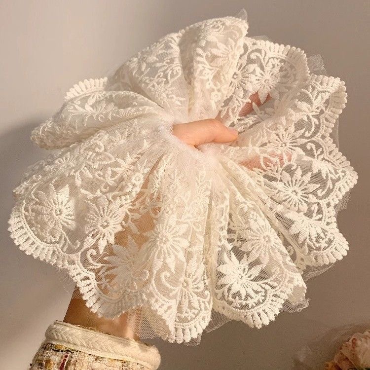 French high-end lace mesh skirt hem, hair band, headwear, hair tie, large intestine circle, back of the head, hair band, hair tie details Picture