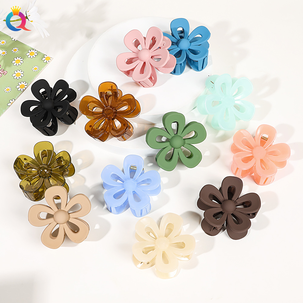 Qiyue Cross-border Amazon Hair clips, jelly, flower grabbers, matte curls, shark clips, hair grabbers, hair accessories wholesale full figure