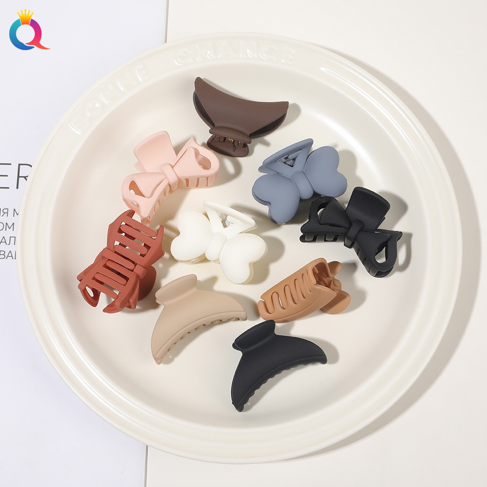Qiyue Cross-border frosted hair clips, simple small grab clips, versatile shark clips, bow, updo grab, children's hair accessories wholesale Specification drawing