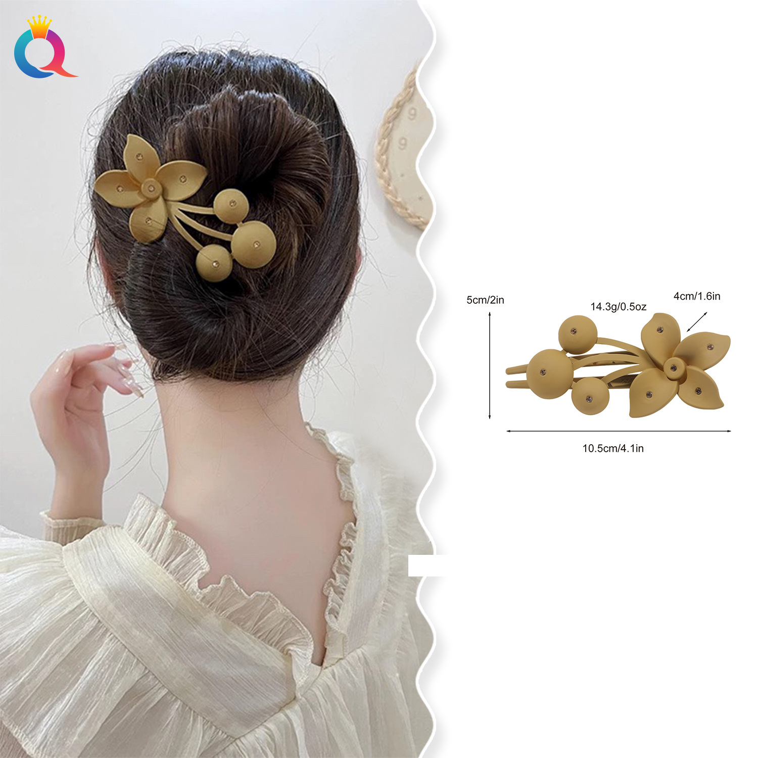 Qiyue Flower Hair Clips, women's back head clips, hair clip accessories, Large duckbill clips, wholesale of popular online hair clips Specification drawing