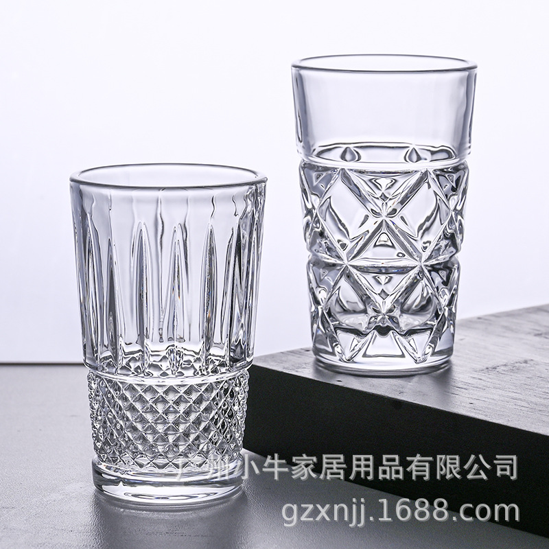 Embossed engraved glass cups, tequila spirits cocktail cups, bar KTV juice beer mugs, small whisky cups Specification drawing