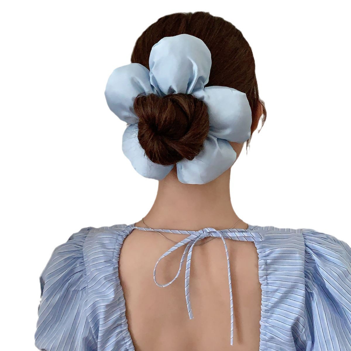 Cute sponge flower hair tie, new Korean-style bubble hair tie, oversized large intestine circle hair tie, oversized high-end hair tie Item Picture