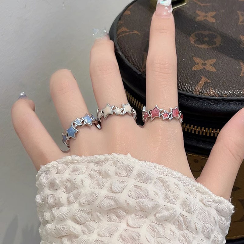 Dopamine, a niche Instagram cold style star ring, a versatile Korean open-mouth ring accessory for women, 2023 new style full figure