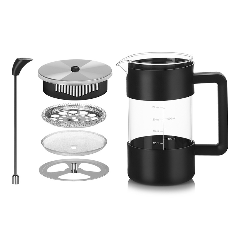 Wholesale French press coffee filter, French filter press, household tea infuser, cold brew coffee, hand-brewed glass coffee pot Application Scenario