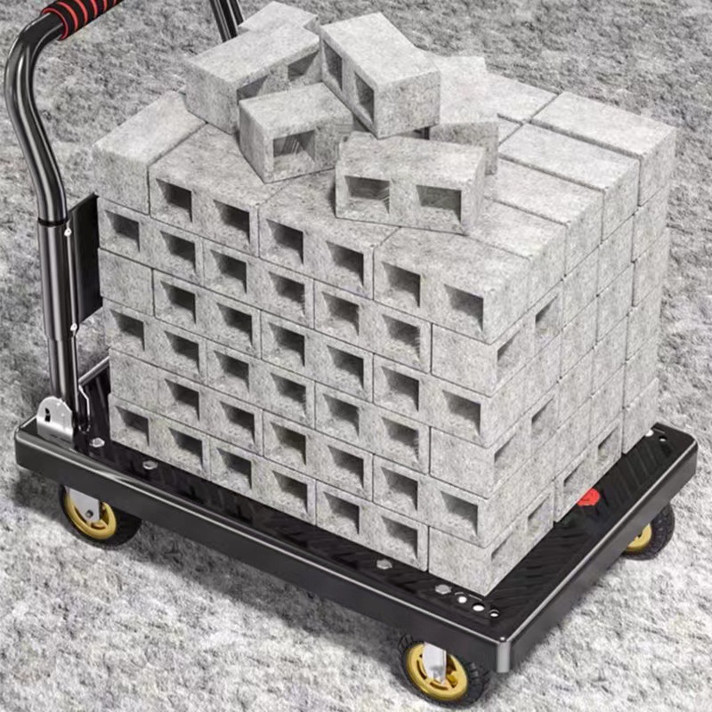 【 Factory Direct Sales 】 Small carts, four-wheel flatbed carts, push carts, handling carts, folding hand carts, express delivery trailers Specification drawing