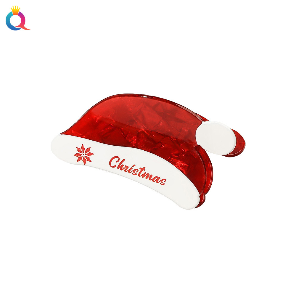 Qiyue Cross-border Christmas Hair clips, cartoon printed ponytail grab clips, small quantity, updo, shark clip hair accessories wholesale Item Picture