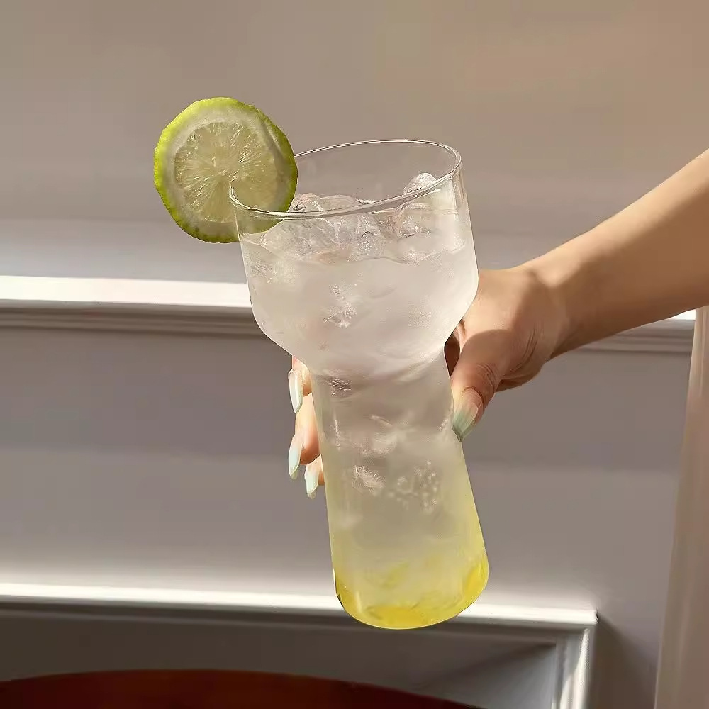 High borosilicate transparent high-temperature resistant torch cup, iced Americano coffee cup, sparkling water glass cup, cold brew drink cup details Picture