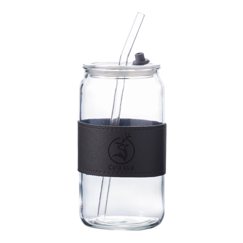 Wholesale cola cups, milk tea cups, household high borosilicate glass cups, high appearance level, popular straws, beverage glass cups Item Picture