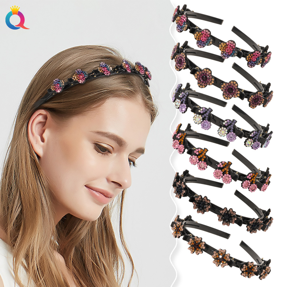 Qiyue Cross-border Women's braided hair clips, braided hair bands, hair breaking tools, side clips, bangs clips, headbands wholesale full figure