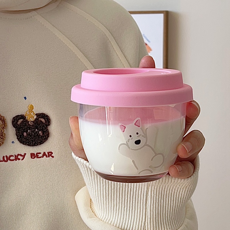 Bolimei's self-made Xigao covered glass cup, coffee cup, cold brew cup, mini drinking cup, and girlish water cup details Picture