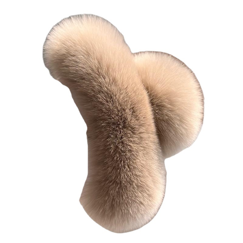 New Korean genuine rex rabbit hair clips, women's retro oversized hair clips, shark clips, high-end plush updo hair clips Item Picture