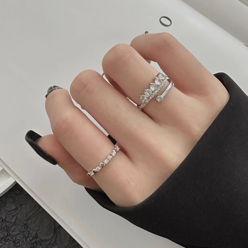 A full-diamond zircon wishing star index finger ring with a trendy Instagram style, a niche design that is fashionable and has an adjustable opening Specification drawing