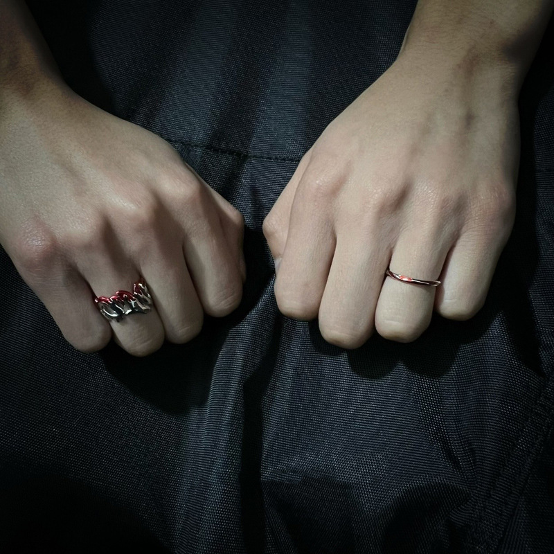 Red flame, cool and simple drip glaze open ring, irregular personality, cold style, niche design, fashionable ring details Picture