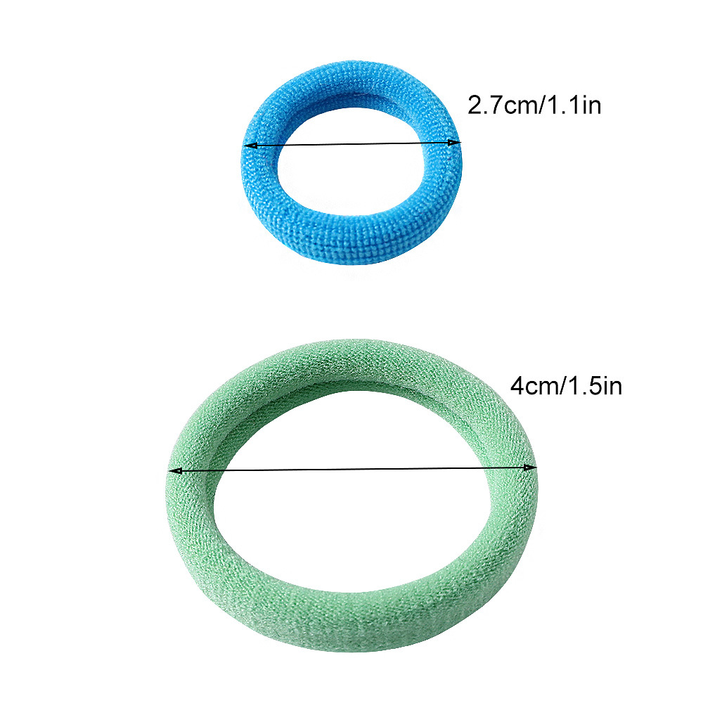 Factory wholesale candy-colored towel loops, heart-shaped boxes, basic hair bands, simple and seamless towel loops and hair ties Specification drawing
