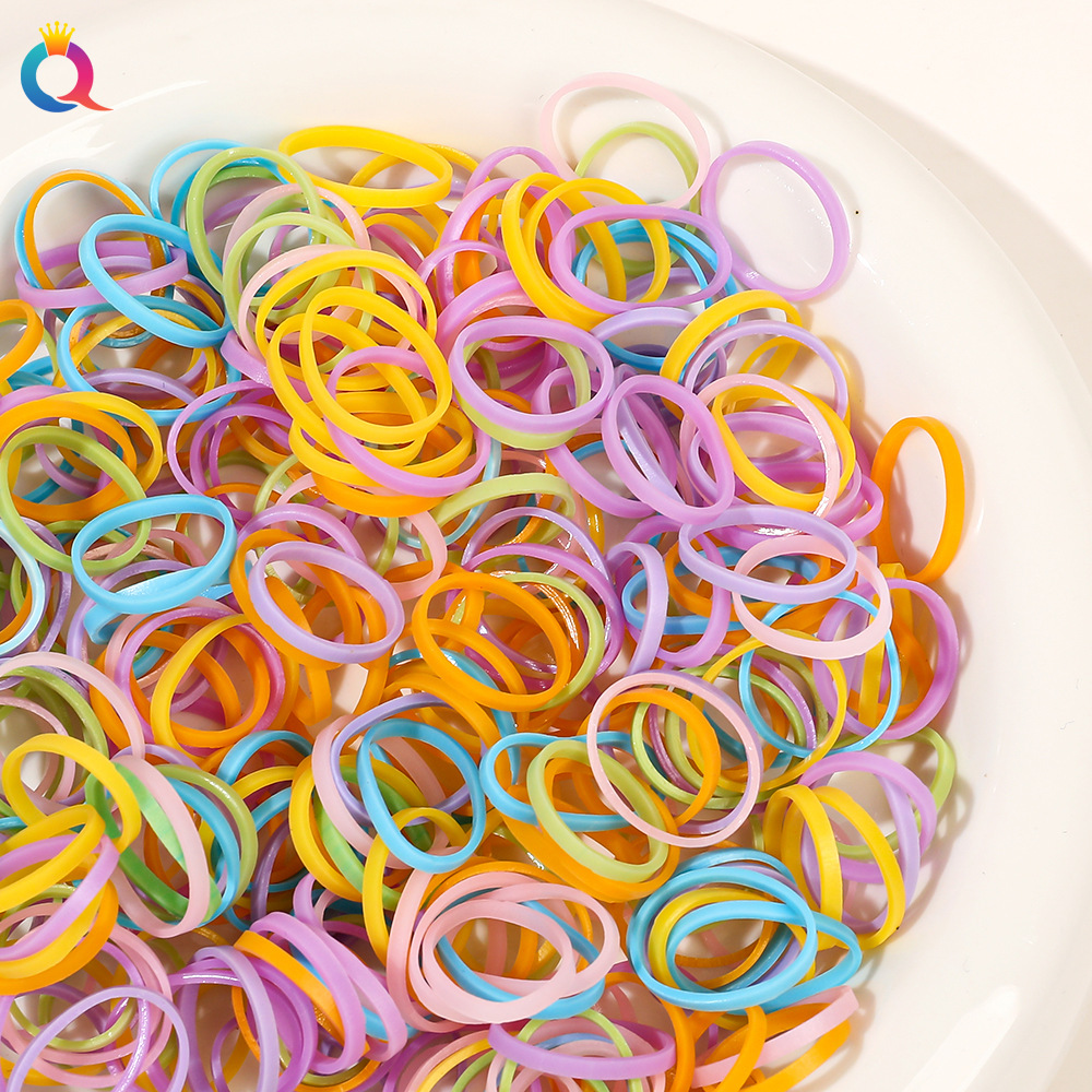 Qiyue colorful disposable rubber bands, high-elasticity hair ties, cute children's hair ties, women's hair bands, hair ties and hair accessories wholesale Specification drawing