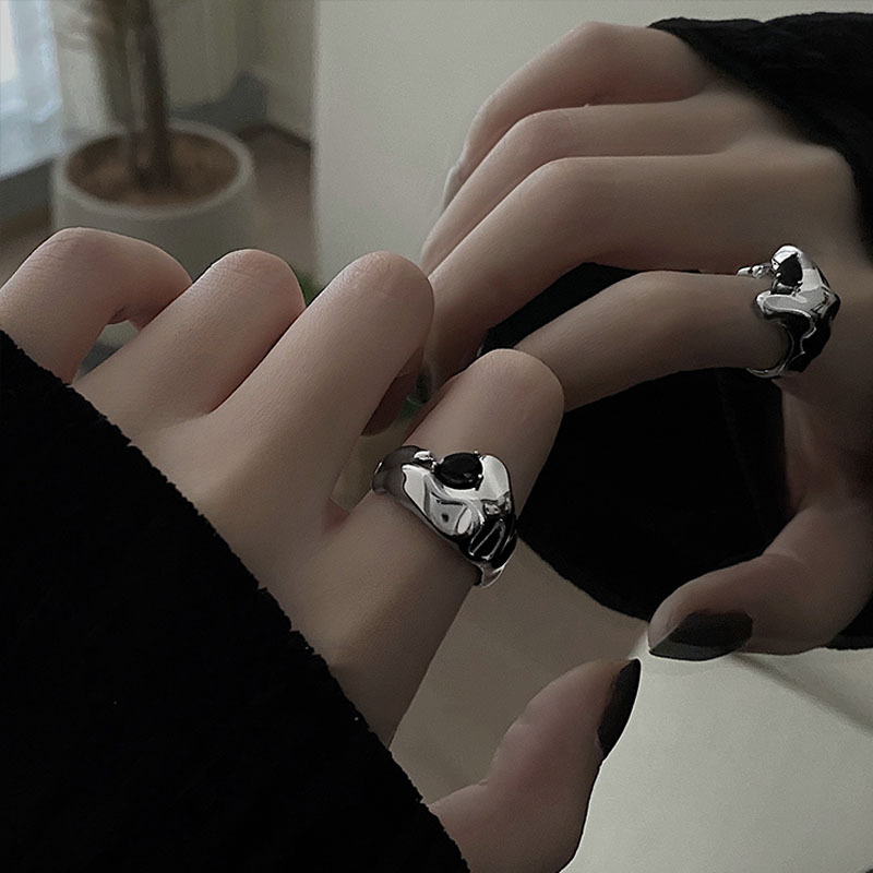 Irregular zircon open ring for women, new trendy ins style, cold and high-end, niche design, personalized index finger ring Specification drawing