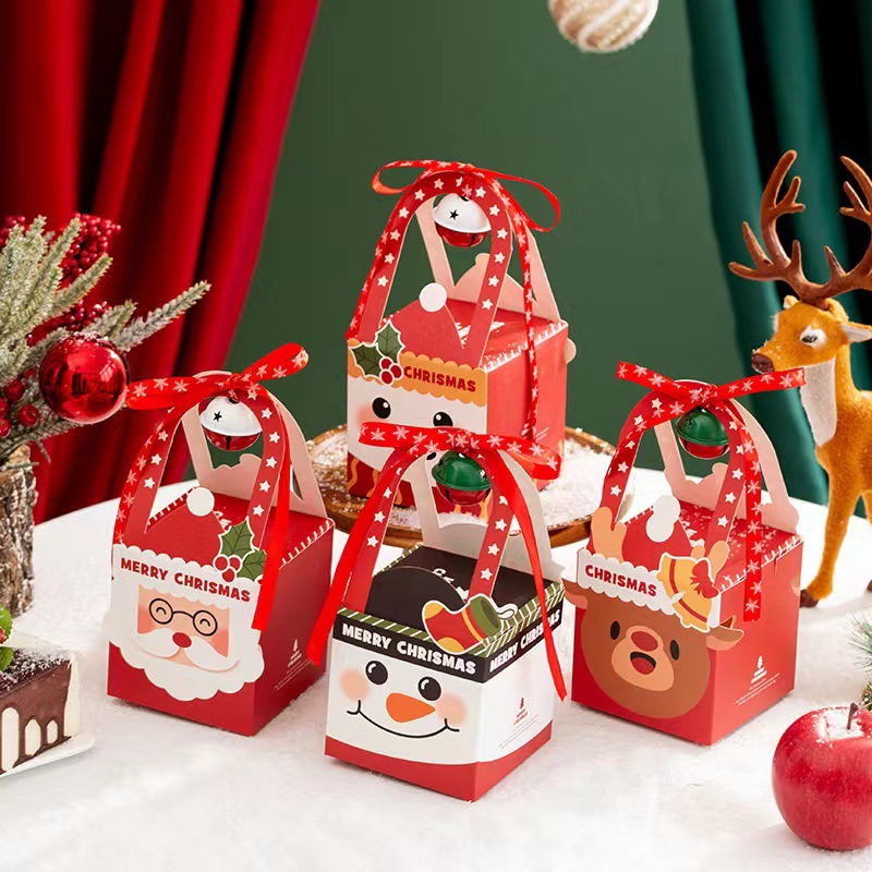 Christmas Eve apple gift box empty box packaging box, hand-held Christmas bell candy small gift packing box full figure