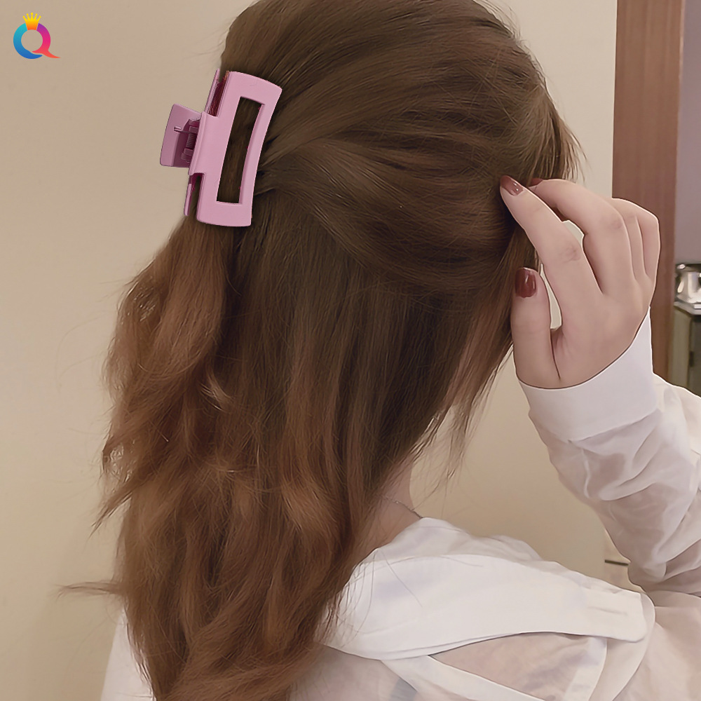 Qiyue Cross-border Korean matte hair clips, square plate hair grabbers, simple shark clips, back head hair grabbers wholesale details Picture
