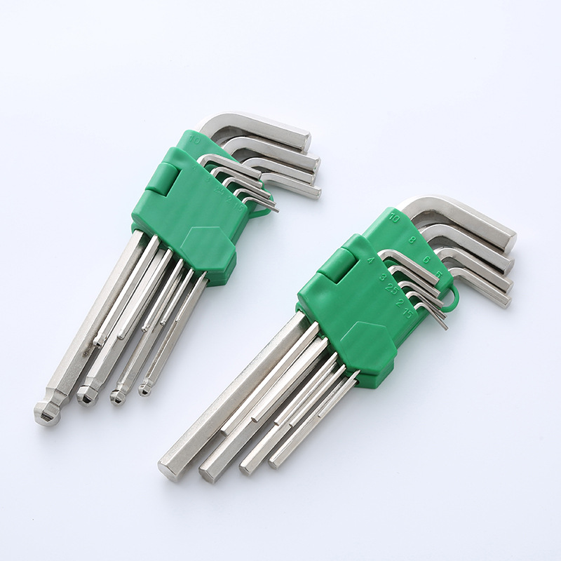 9-piece set of Allen wrench, extended ball head Allen wrench, 9-piece set of L-shaped box wrench, internal hexagonal wrench details Picture