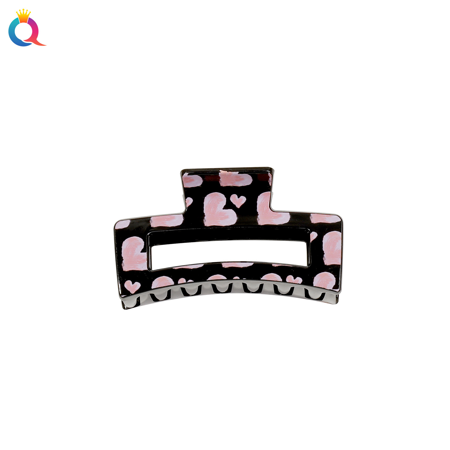 Qiyue Cross-border Valentine's Day Love Hair Clip, simple printed bun hair clamp, high-end shark clip hair accessory wholesale Item Picture
