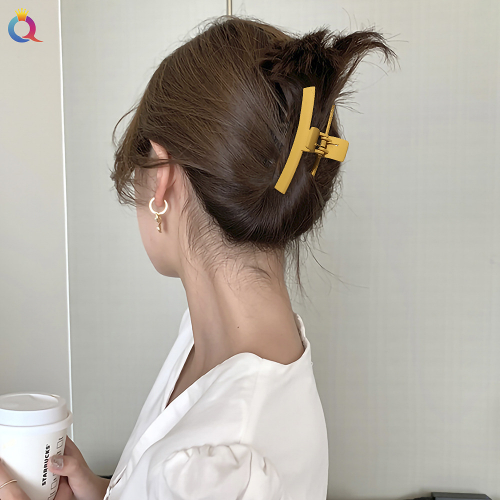 Qiyue Cross-border's new matte coil hair clip, Morandi color hair clip, fashionable and versatile, shiny arc-shaped clip hair accessory Specification drawing