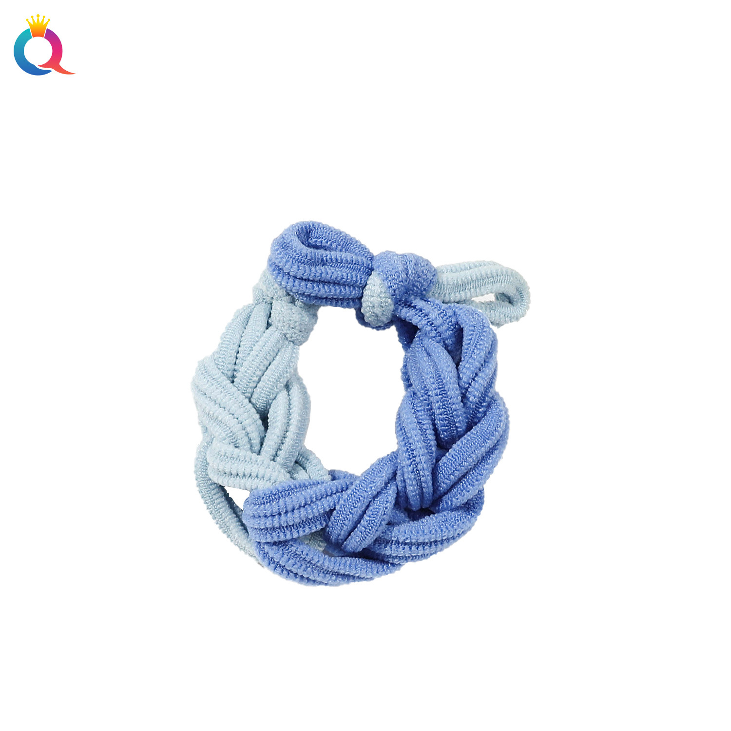 Wholesale of Qiyue bow double color series braided hair bands, cute high-elasticity hair ties, leather bands, hair ties and hair accessories Item Picture