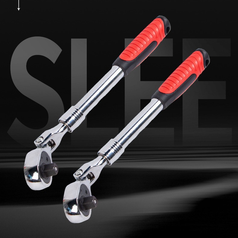 Telescopic oscillating ratchet wrench, automatic quick-release ratchet wrench, auto repair tool wrench, household ratchet wrench set details Picture