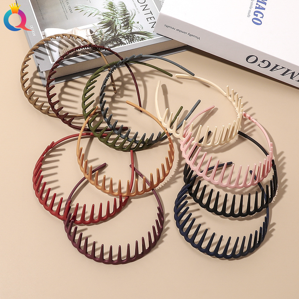 Qiyue Korean-style matte simple women's headband hair accessory, solid color, versatile, toothed, anti-slip, bangs, and broken hair band for summer details Picture