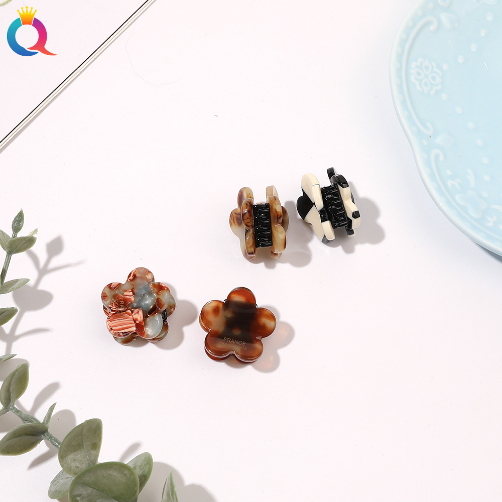 Qiyue Cross-border Korea Acetic Acid France Gold Label Small Flower Grab Clip, bangs side Clip, headwear and hair clip wholesale Specification drawing