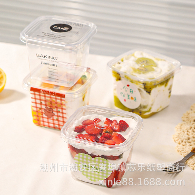 Wholesale of multi-layered mousse cake boxes, fruit scoop boxes, popular disposable stir-fried yogurt and soy milk tiramisu cups
