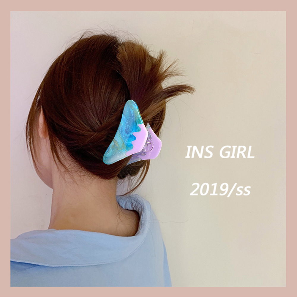Qiyue Korean Acetic Acid Fuji Mountain Grabber Gradient Patchwork Simple Hair Clip for Girls B10 full figure