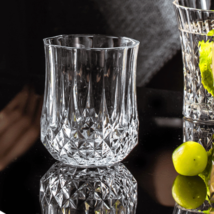 Thickened glass diamond glass, whisky glass, 200ml beer glass, foreign wine glass, home bar creative engraved wine glass full figure