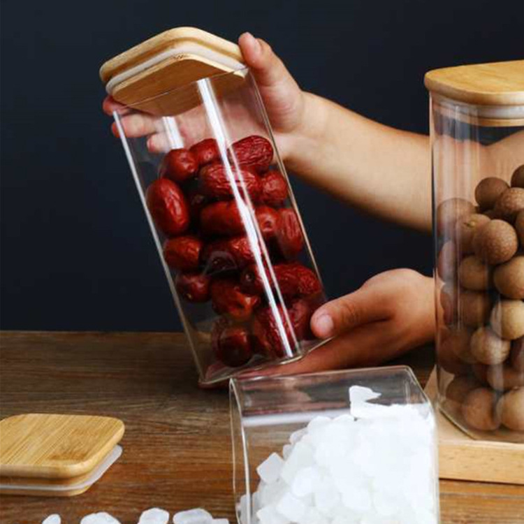 Square storage jars, household storage sealed jars, high borosilicate glass transparent jars for grains, cereals, tea, kitchen seasonings Application Scenario