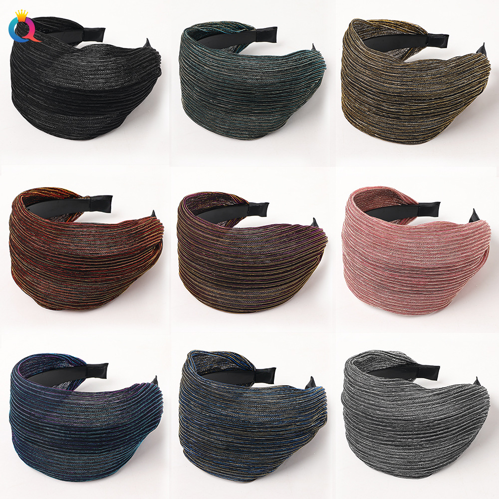 Qiyue Korean White Hair Cover solid color wide edge hair band Lace hair Tie simple breathable toothed hair band wholesale full figure